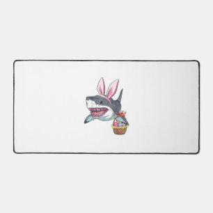 Cute Easter Shark Bunny Ears Basket Eggs Happy Eas Desk Mat