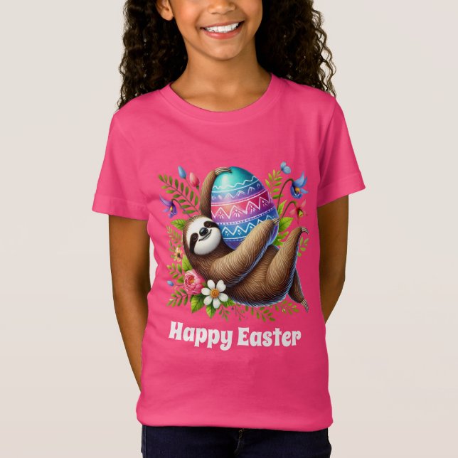 Cute Easter sloth customizable T-Shirt (Front)