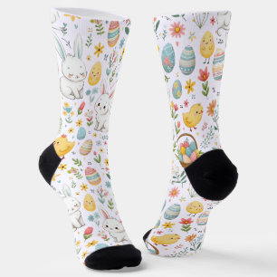Cute Easter Socks with Bunny and Egg Pattern