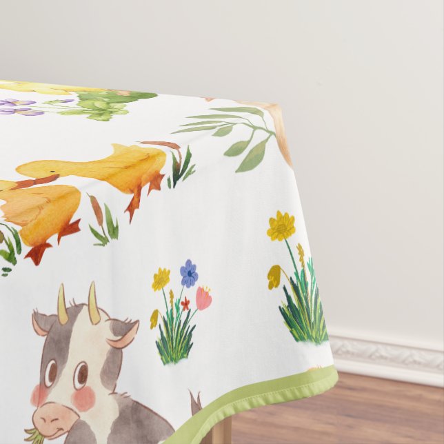 Cute Easter Spring Farm Animals Tablecloth (In Situ)