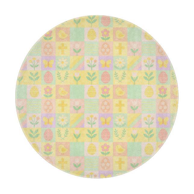 Cute Easter/spring patterned Cutting Board (Front)