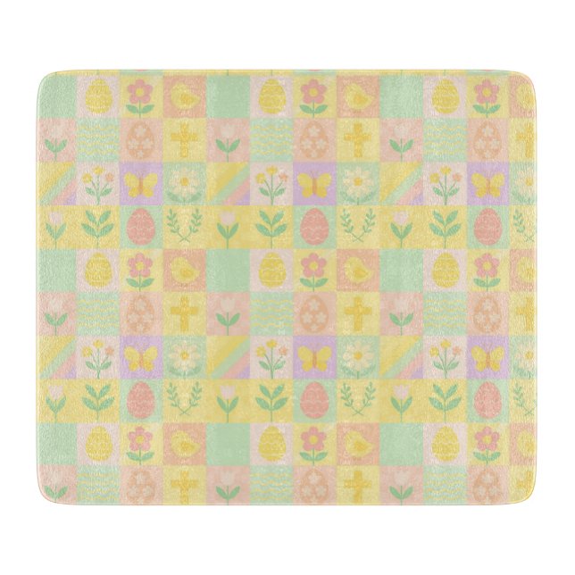 Cute Easter/spring patterned Cutting Board (Front)