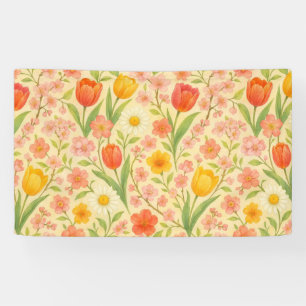 Cute Easter/spring patterned flowers Banner