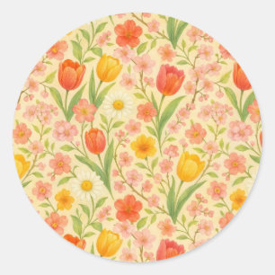 Cute Easter/spring patterned flowers Classic Round Sticker