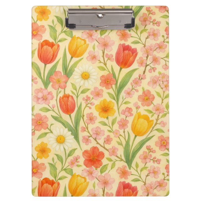Cute Easter/spring patterned flowers Clipboard (Front)
