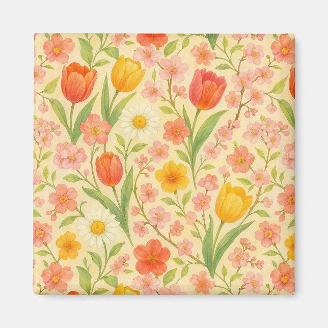 Cute Easter/spring patterned flowers Magnet (Front)