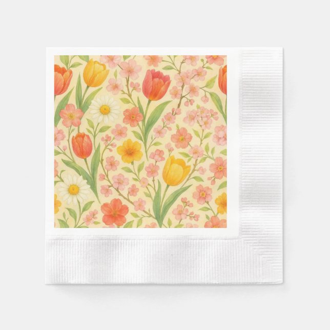 Cute Easter/spring patterned flowers Napkin (Front)