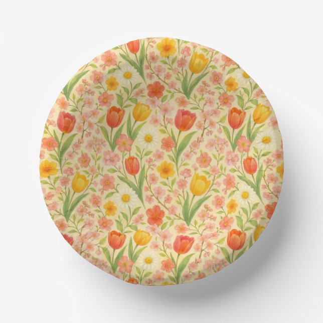 Cute Easter/spring patterned flowers Paper Plate (Front)