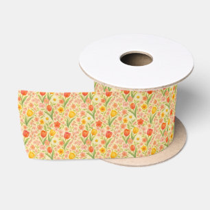 Cute Easter/spring patterned flowers Satin Ribbon