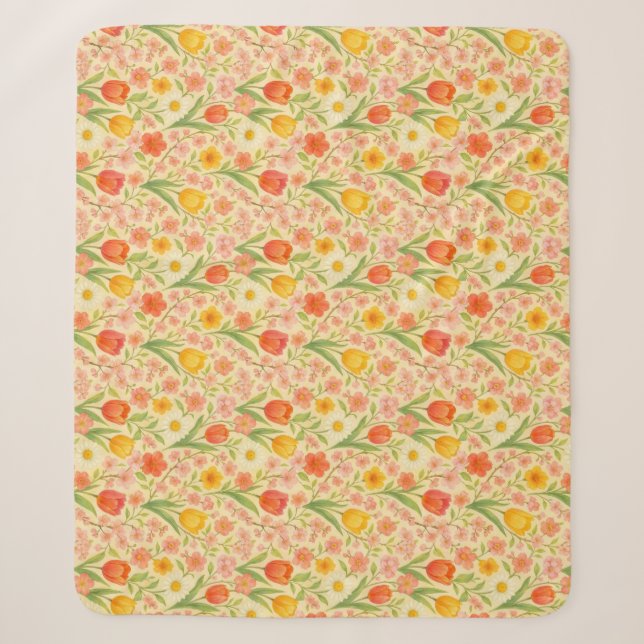 Cute Easter/spring patterned flowers Sherpa Blanket (Front)