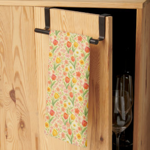 Cute Easter/spring patterned flowers Tea Towel