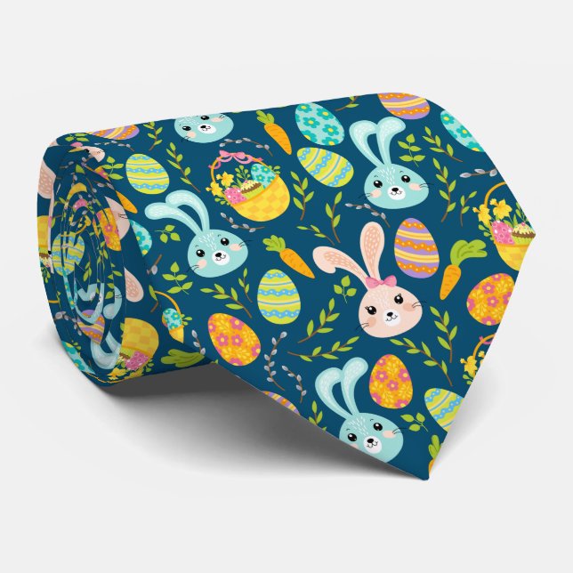 cute Easter tiled pattern Tie (Rolled)
