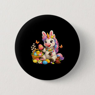 Cute easter unicorn bunny egg magical rainbow 6 cm round badge