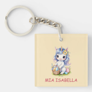 Cute Easter Unicorn Customisable Keychain