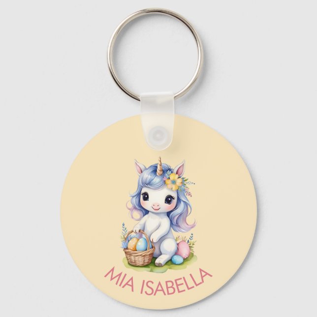 Cute Easter Unicorn Keychain (Front)