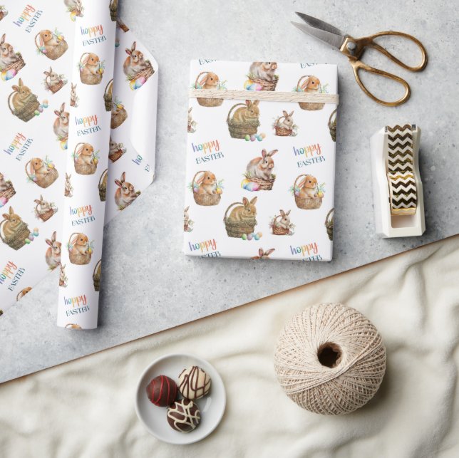 Cute Easter Watercolor Bunny Pattern Wrapping Paper (Crafts)