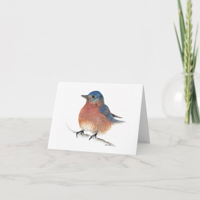 Cute Eastern Bluebird Couple Thank You Card (Front)