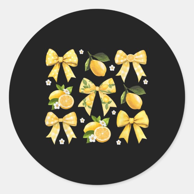 Cute Easy Peasy Bow Lemon Squeezy Hello Summer Vac Classic Round Sticker (Front)