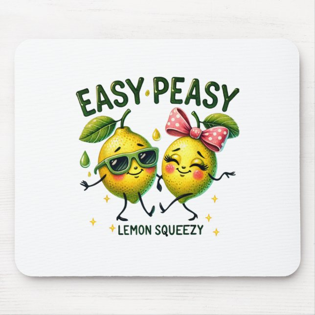 Cute Easy Peasy Lemon Squeezy Hello Summer Vacatio Mouse Mat (Front)