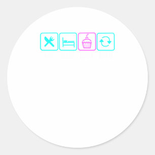 Cute Eat Sleep Bake Repeat Cool Baker Food Past Classic Round Sticker