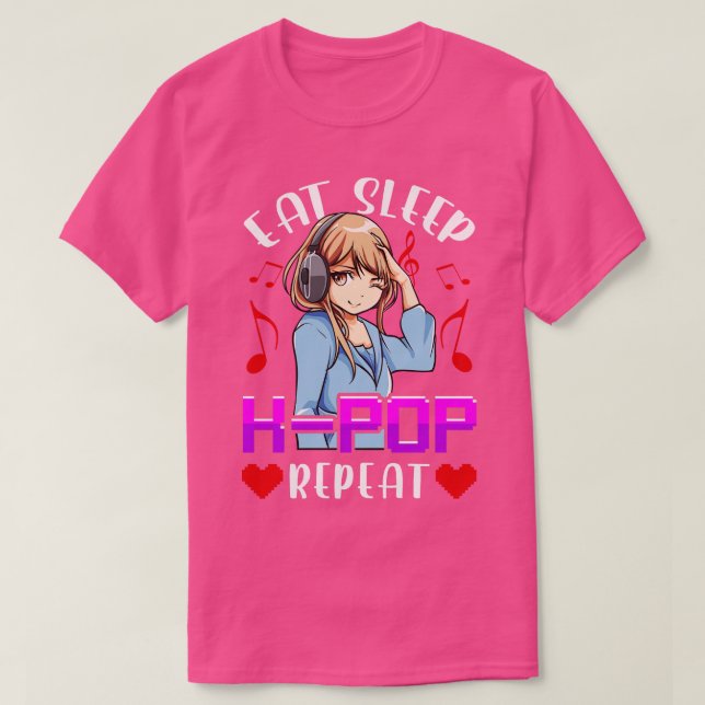 Cute Eat Sleep KRepeat KKorean Music T-Shirt (Design Front)