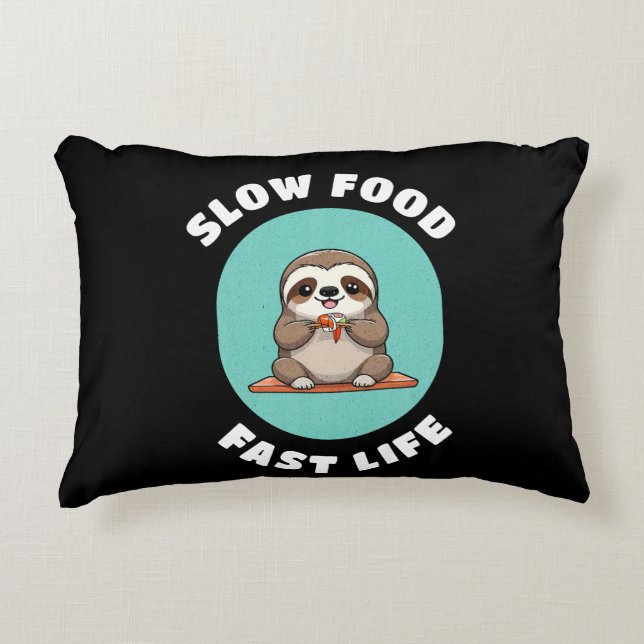 Cute eating Kawaii Sloth Decorative Cushion (Front)