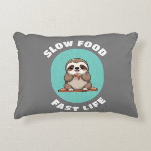 Cute eating Kawaii Sloth Grey Decorative Cushion