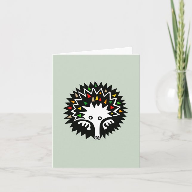 Cute - ECHIDNA —Animal graphic -Australia- Green Card (Front)