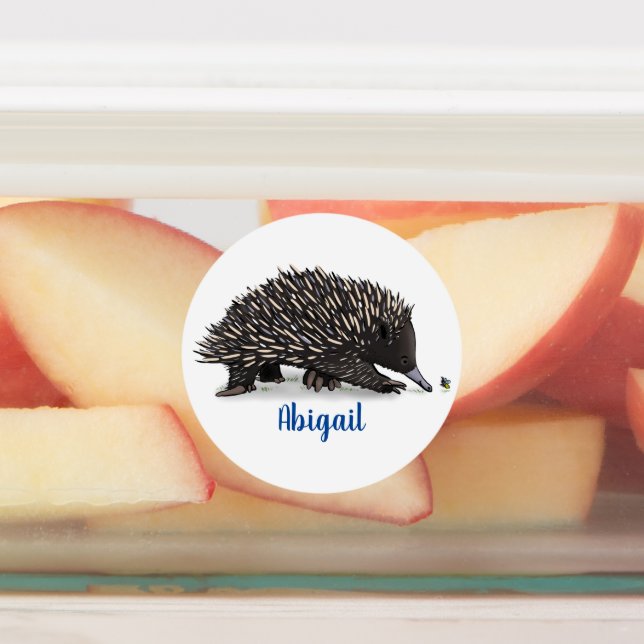 Cute echidna with bee cartoon illustration (Affixed)
