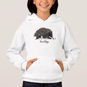 Cute echidna with bee cartoon illustration