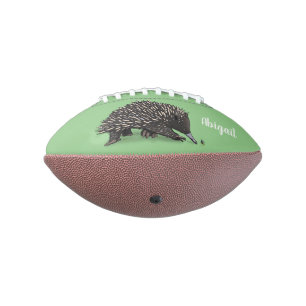 Cute echidna with bee cartoon illustration american football