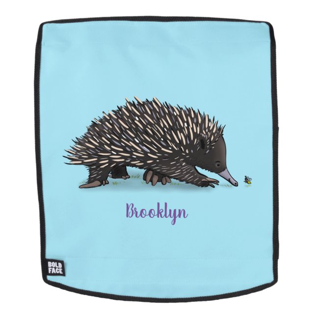Cute echidna with bee cartoon illustration backpack (Removable Face)