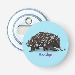 Cute echidna with bee cartoon illustration bottle opener