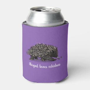 Cute echidna with bee cartoon illustration can cooler