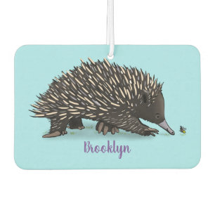 Cute echidna with bee cartoon illustration  car air freshener