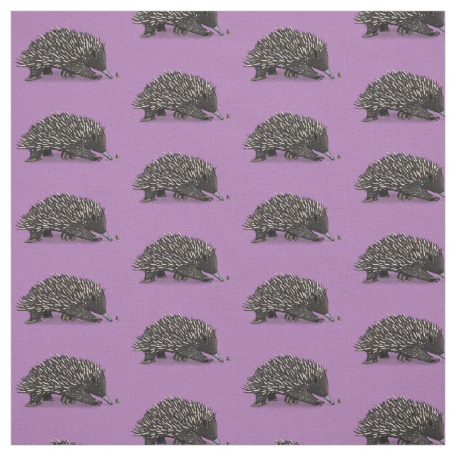 Cute echidna with bee cartoon illustration fabric (Swatch)