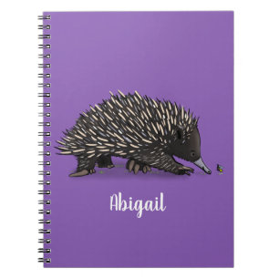 Cute echidna with bee cartoon illustration notebook
