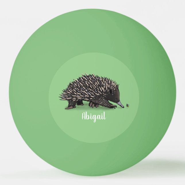 Cute echidna with bee cartoon illustration ping pong ball (Front)