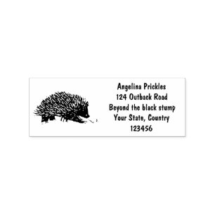 Cute echidna with bee cartoon illustration rubber stamp