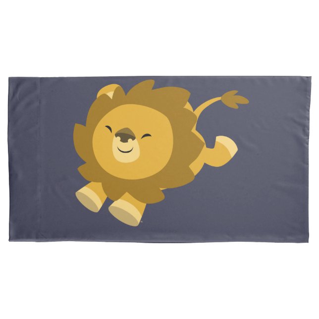 Cute Ecstatic Cartoon Lion King Size Pillow Case (Front)