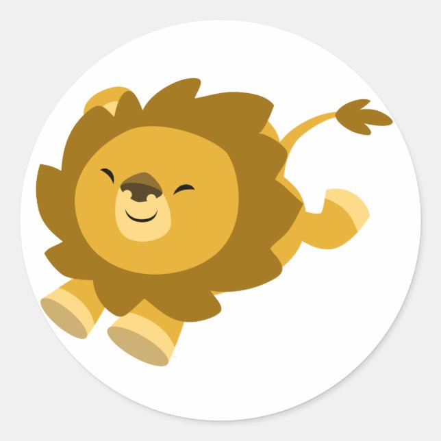 Cute Ecstatic Cartoon Lion Sticker (Front)