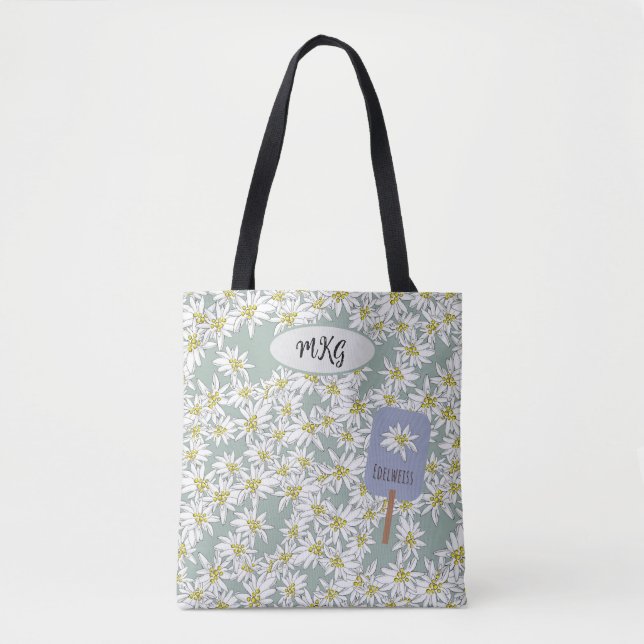 Cute Edelweiss Sound of Music Alps Botanical Tote Bag (Front)