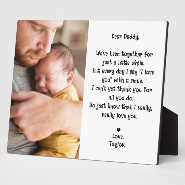 Cute Editable Dear Daddy Poem & Photo Tabletop Plaque (Side)