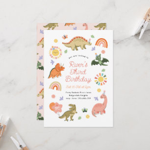 Cute Editable Dinosaur Birthday Party, Dino Party Invitation