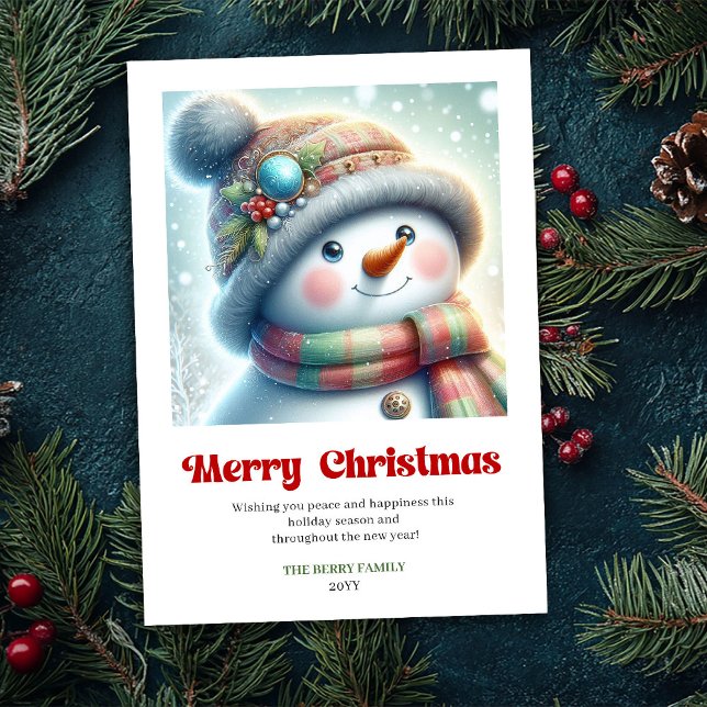 Cute editable funny snowman minimalist holiday  (Cute editable funny snowman minimalist holiday card)