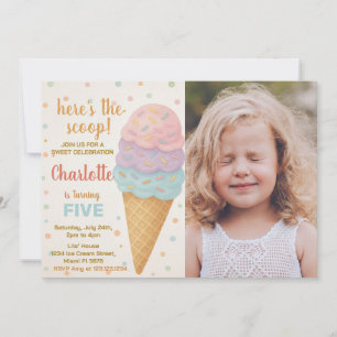 Cute Editable Ice Cream Birthday Invitation