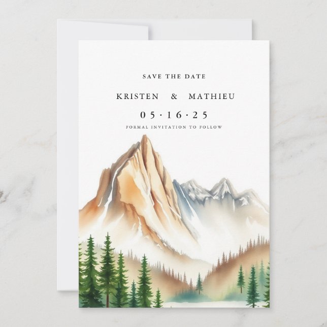 Cute Editable Mountain Save The Date (Front)