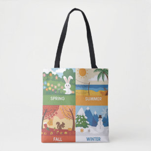 Cute & Educational 4 Seasons Design Tote Bag