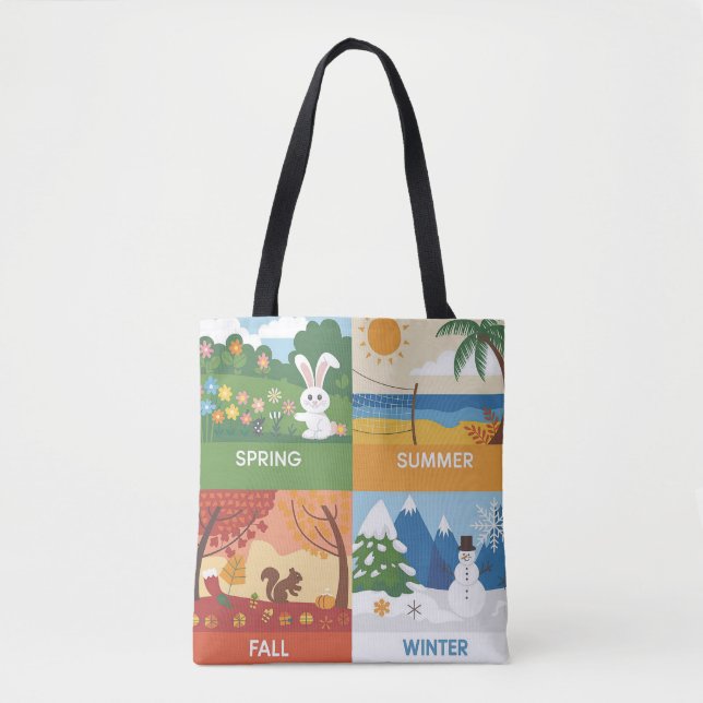 Cute & Educational 4 Seasons Design Tote Bag (Front)