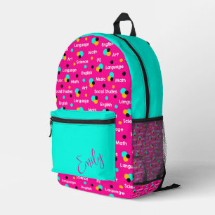 Cute educational subjects and geometrical shapes printed backpack